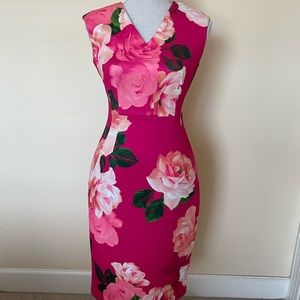 Calvin Klein Barbie Pink Floral Scuba Shift
